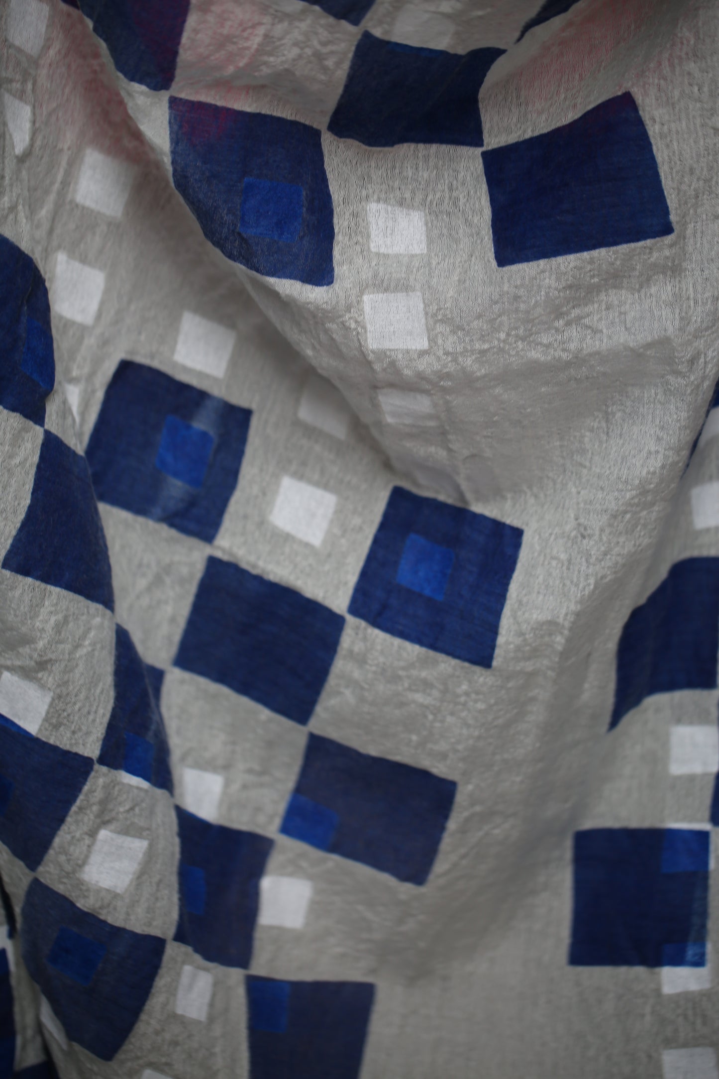 Art silk/wool scarf "BLOCK BLUE"