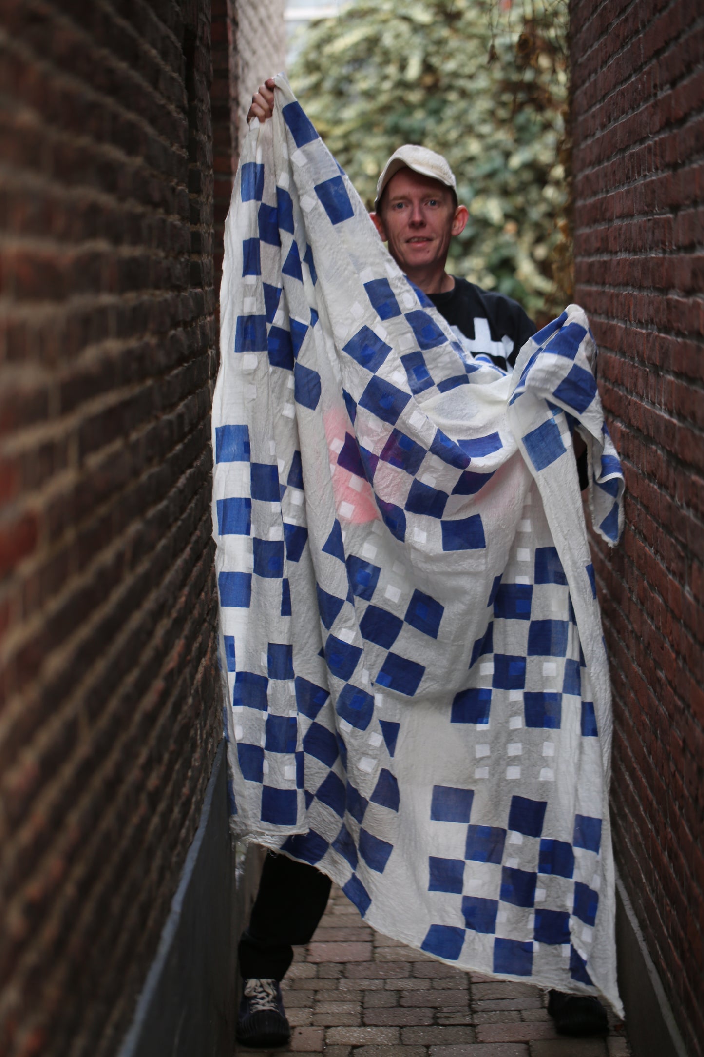 Art silk/wool scarf "BLOCK BLUE"