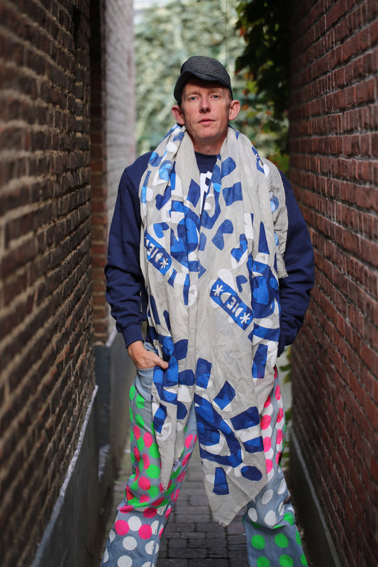 Art silk/wool scarf "EYECATCHER BLUE"