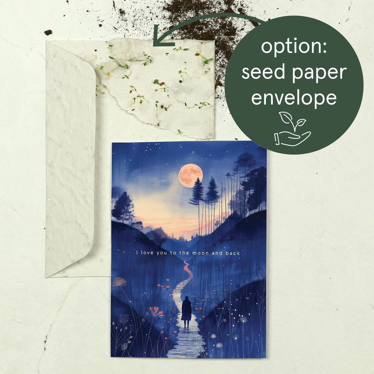Botanopia - I love you to the moon and back | Love Card