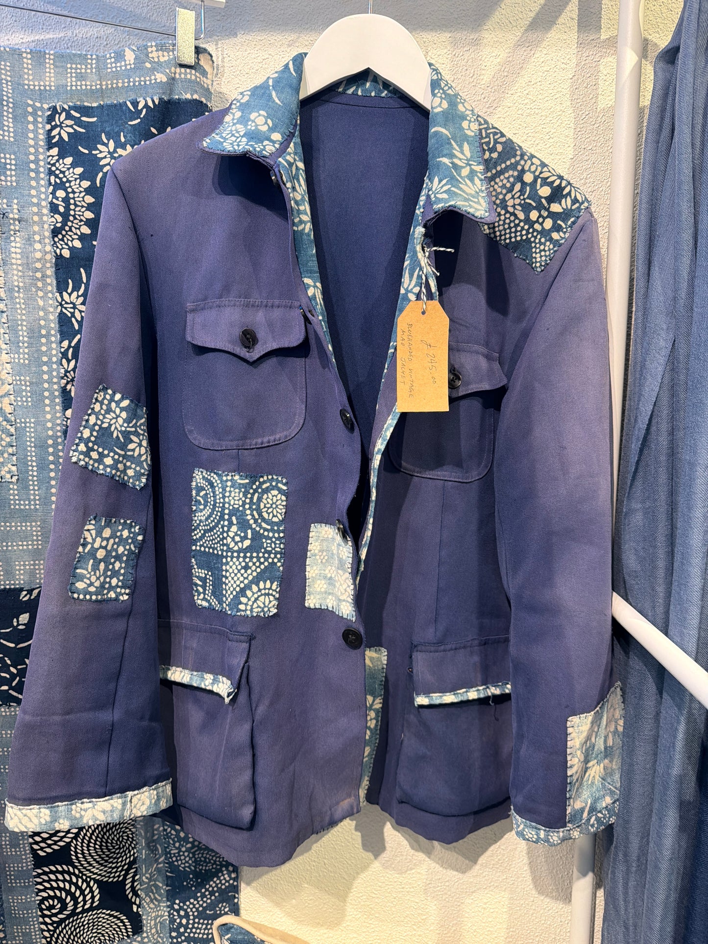 Vintage Mao jacket patched with antique Lan Yin Hua Bu