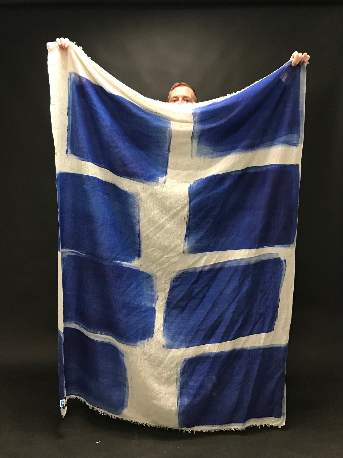 Art silk/wool scarf "PAINT BLUE"