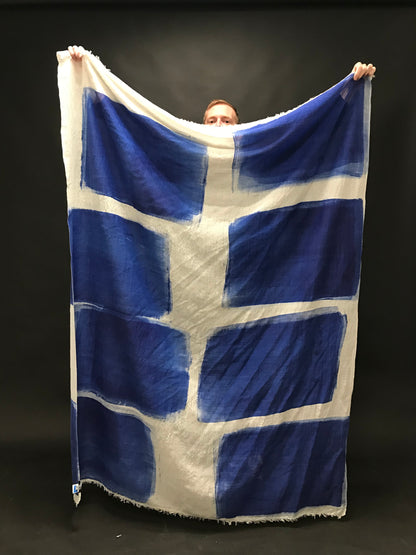 Art silk/wool scarf "PAINT BLUE"