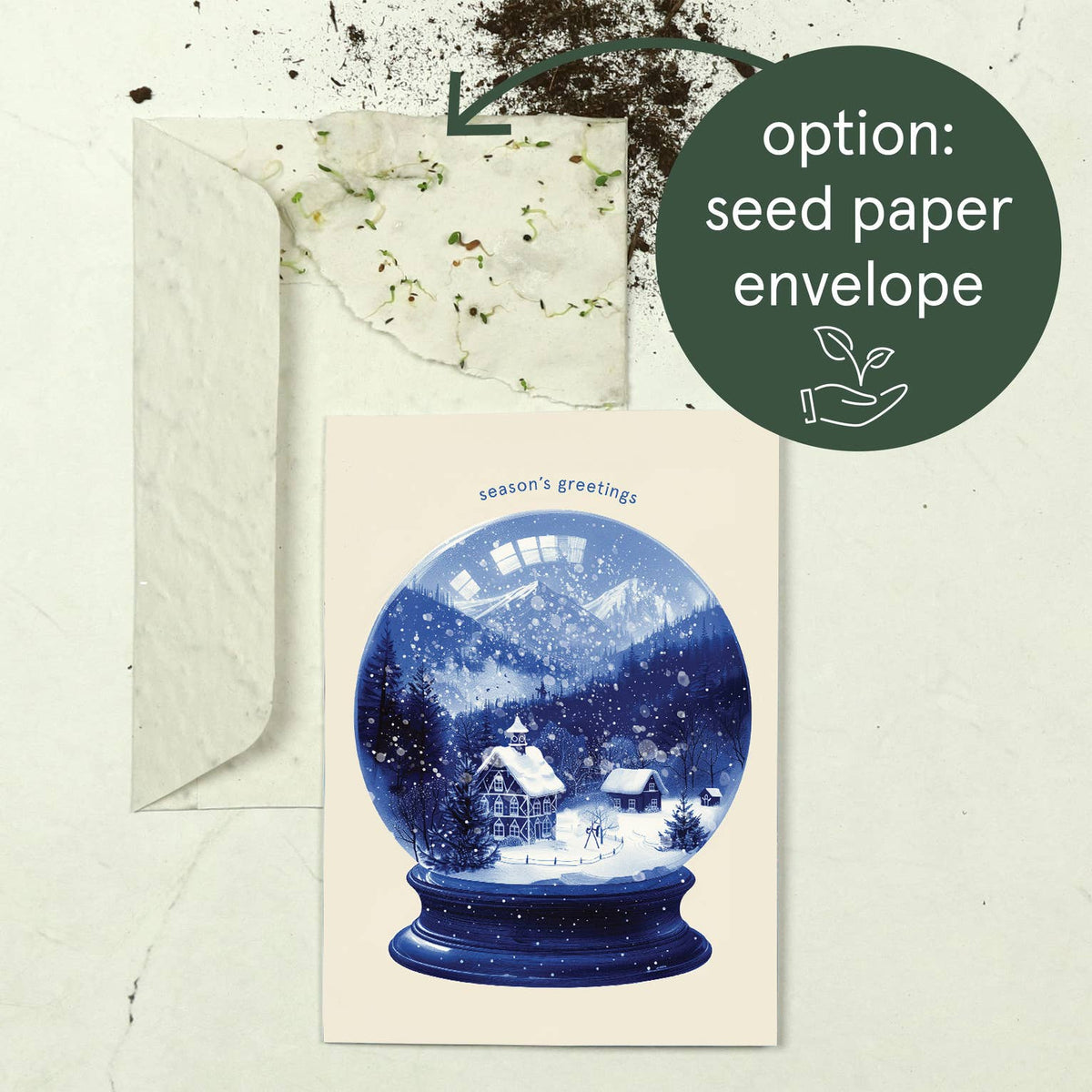 Botanopia - Season's Greetings Snow Globe| Christmas Card Holiday Card