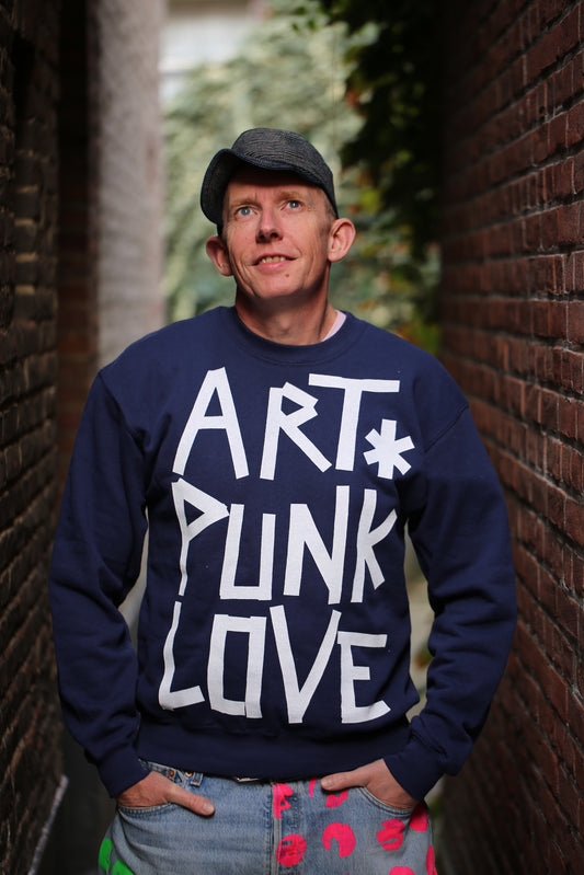 Art sweater "BLUE ART PUNK LOVE" on navy