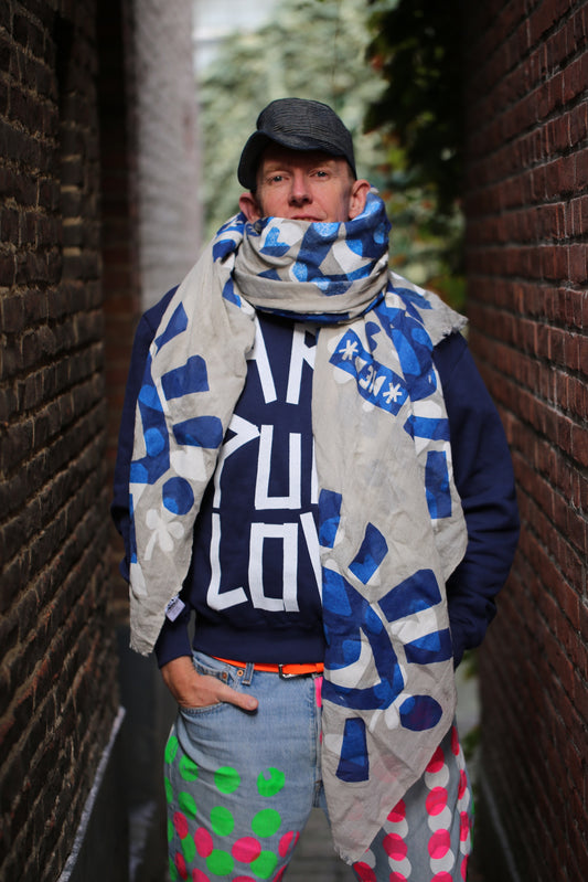 Art silk/wool scarf "EYECATCHER BLUE"