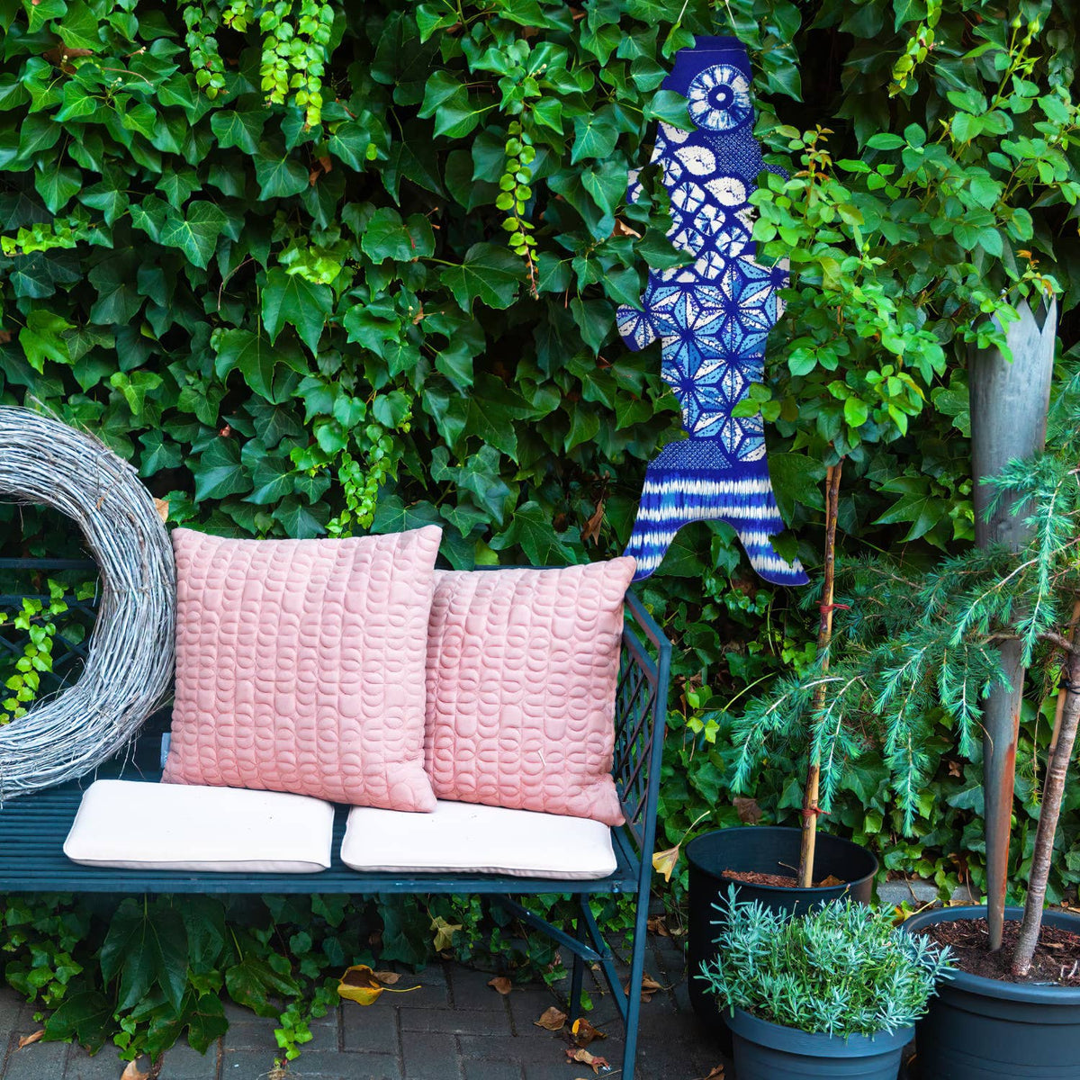 MADAME MO - Koinobori Deep Shibori - unique decorative piece (S)