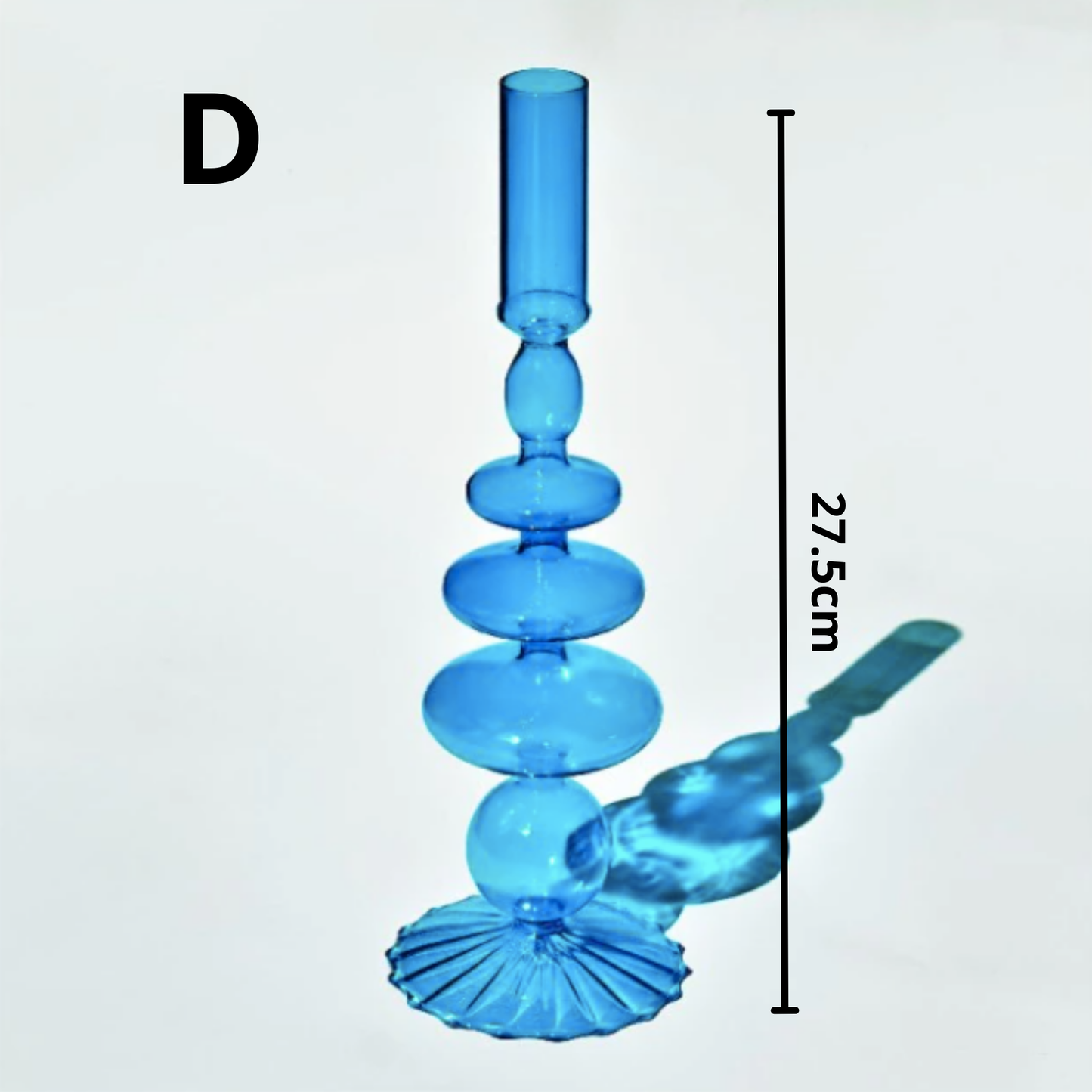 Blue Glass Candlestick Holder