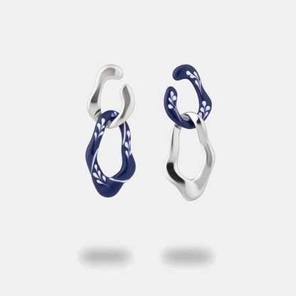 Varia Enamel 2-in-1 Earrings Blue-Silver