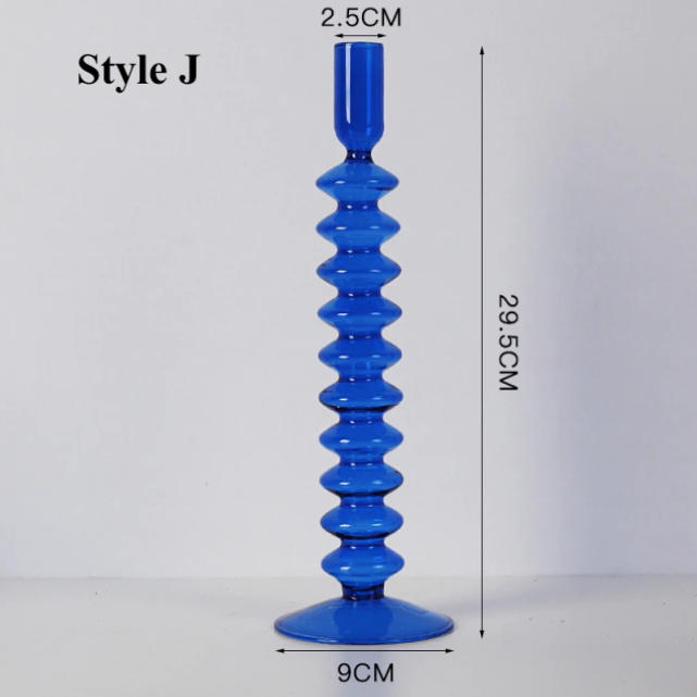 Blue Glass Candlestick Holder
