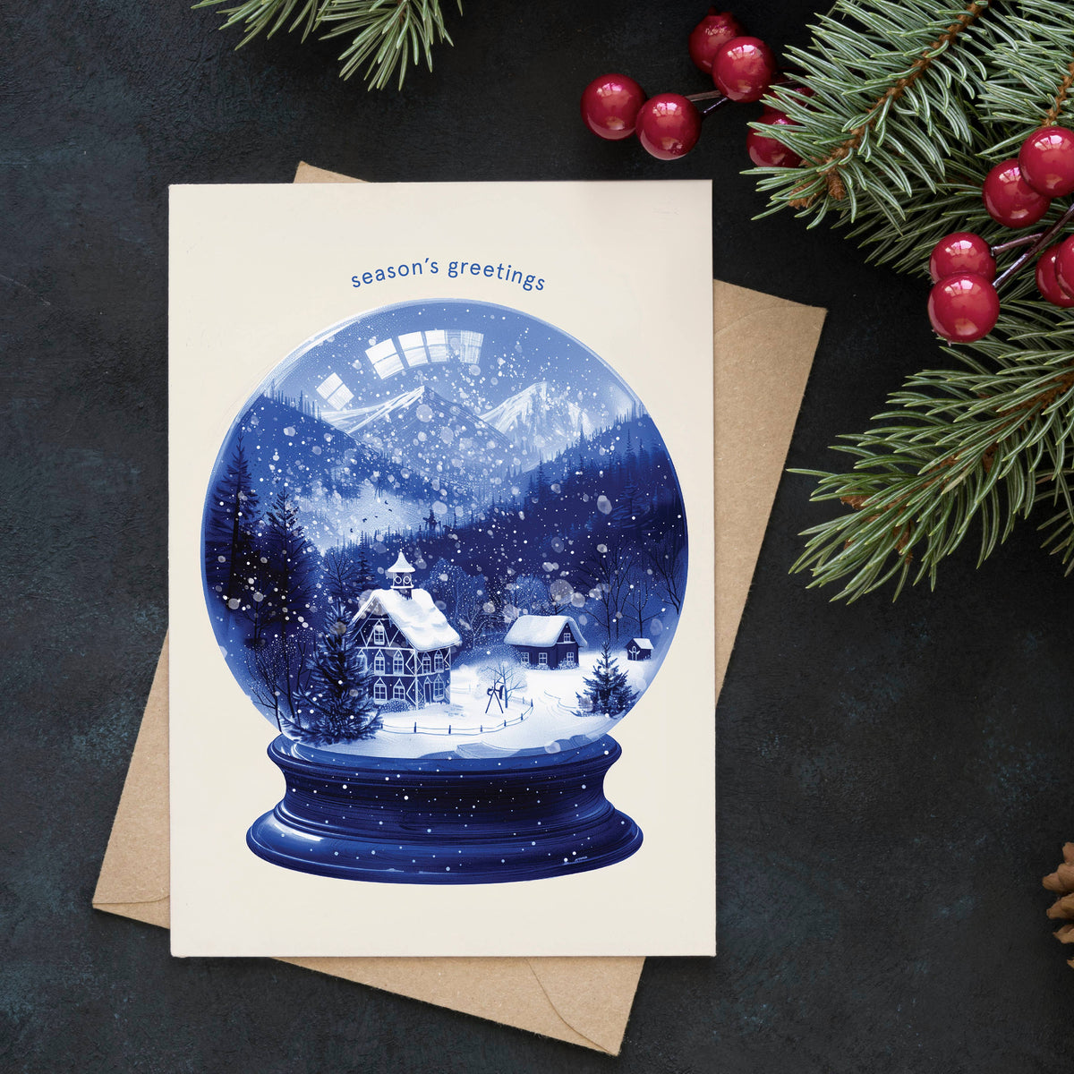 Botanopia - Season's Greetings Snow Globe| Christmas Card Holiday Card