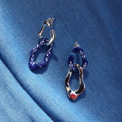 Varia Enamel 2-in-1 Earrings Blue-Silver
