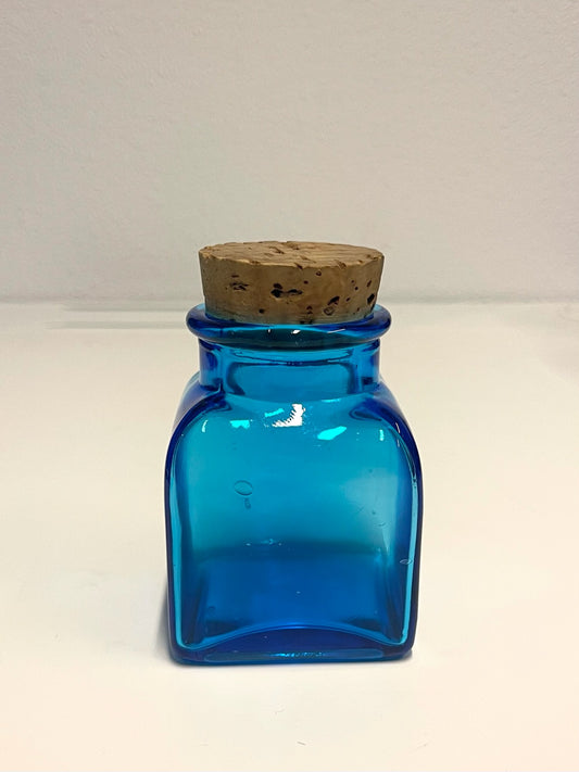 Square glass jar with cork lid