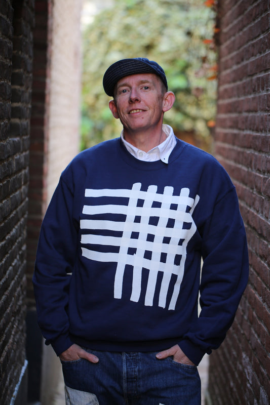 Art sweater "Painted Stripes” on Navy