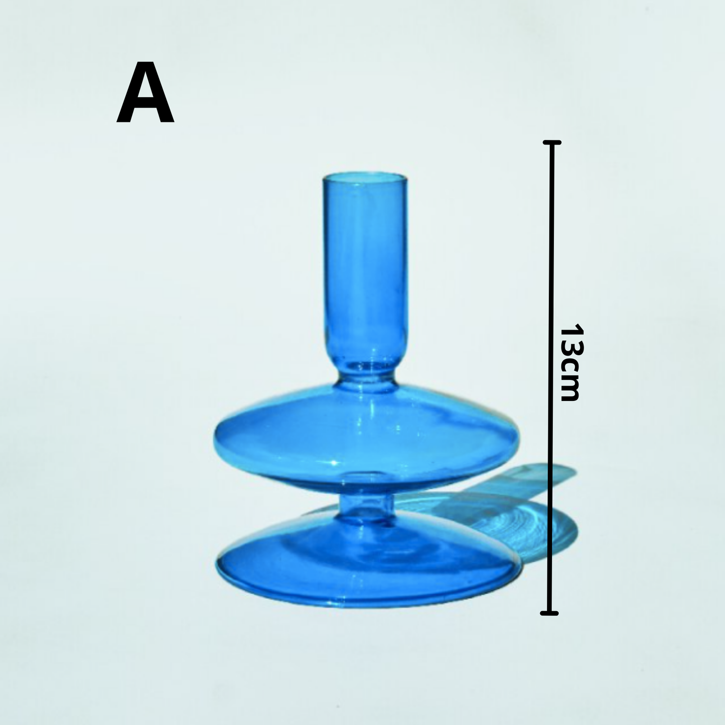 Blue Glass Candlestick Holder