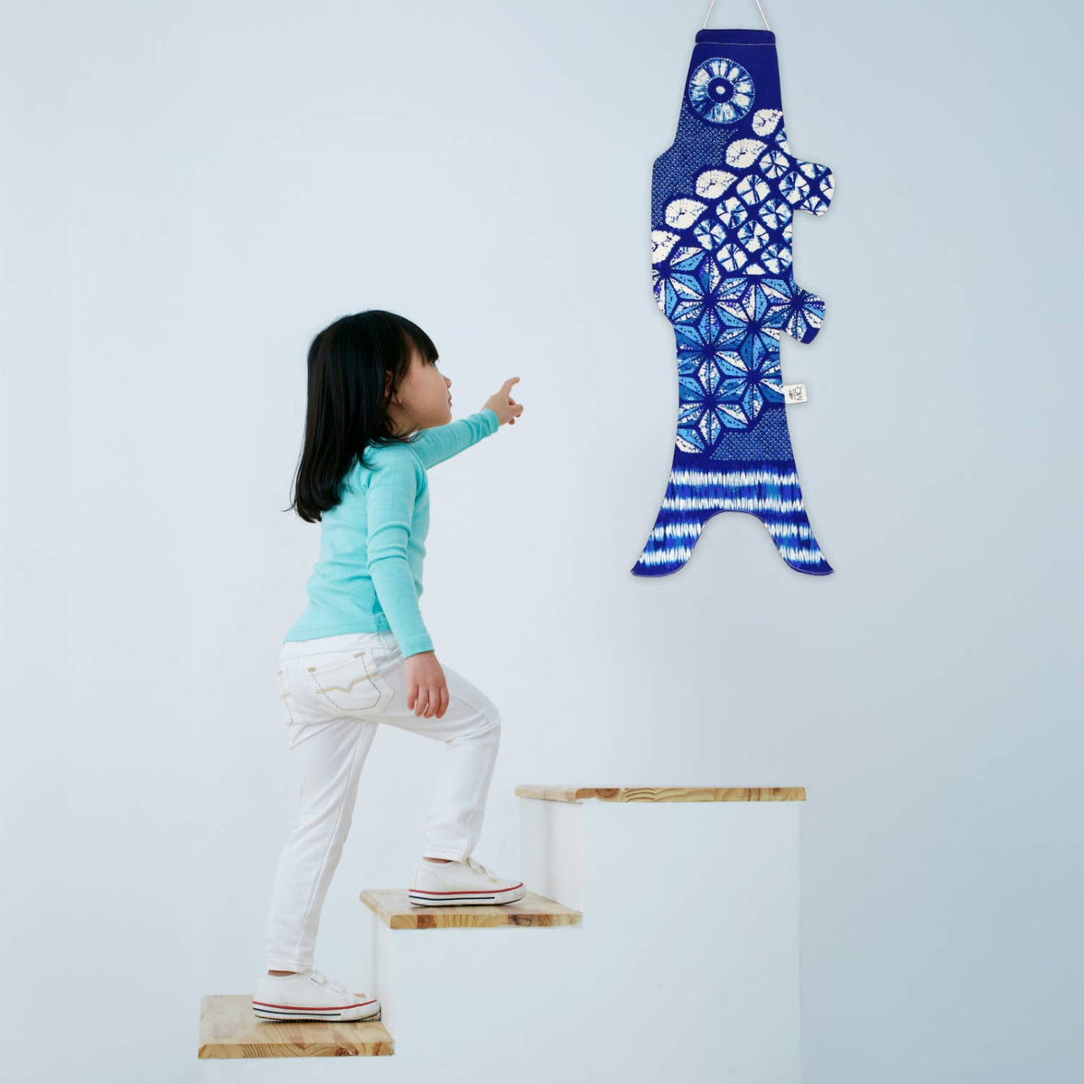 MADAME MO - Koinobori Deep Shibori - unique decorative piece (S)
