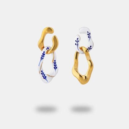 Varia Enamel 2-in-1 Earrings White-Gold