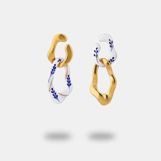 Varia Enamel 2-in-1 Earrings White-Gold