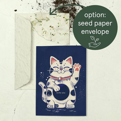 Botanopia - Lucky Cat | Everyday Greeting Card | Good luck card