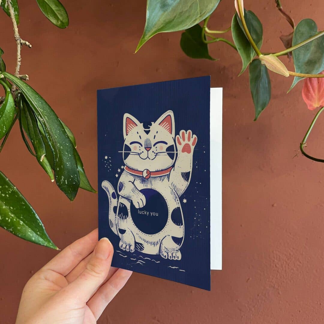 Botanopia - Lucky Cat | Everyday Greeting Card | Good luck card