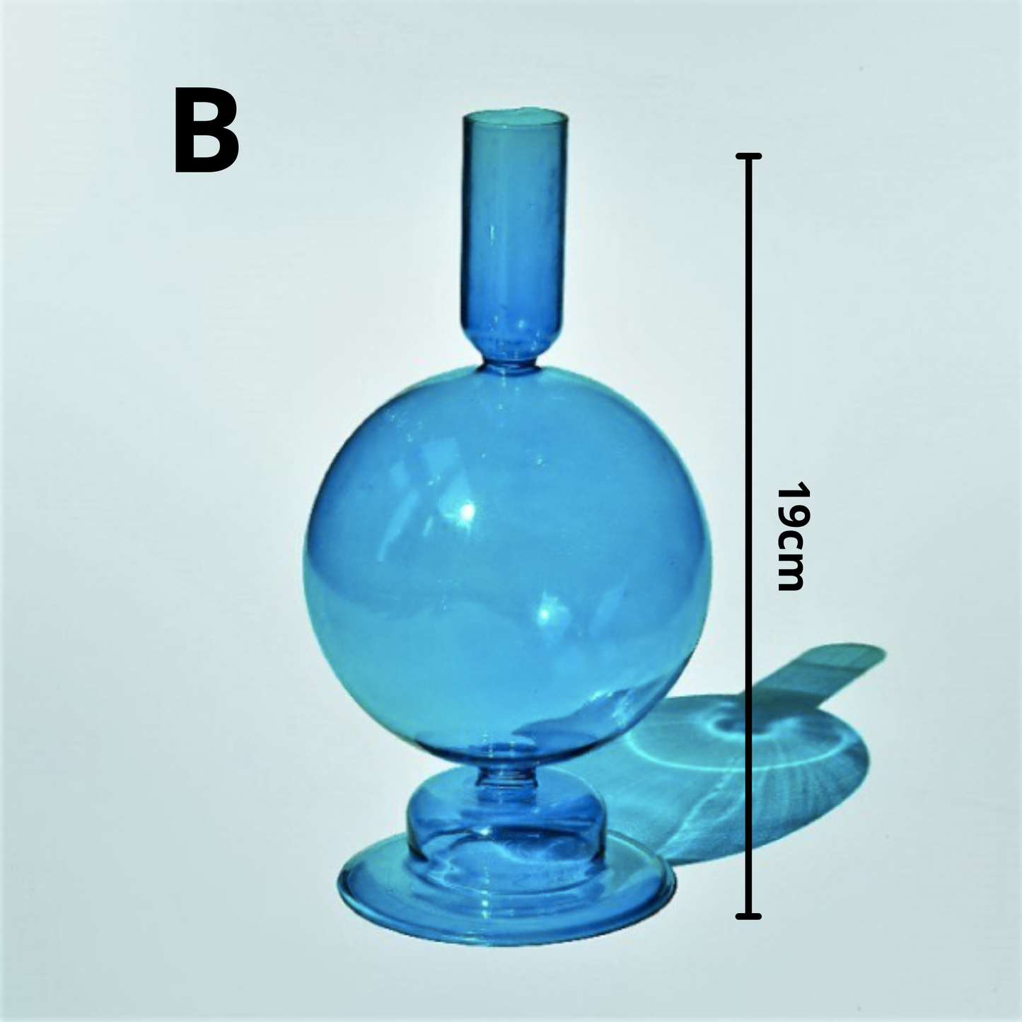 Blue Glass Candlestick Holder