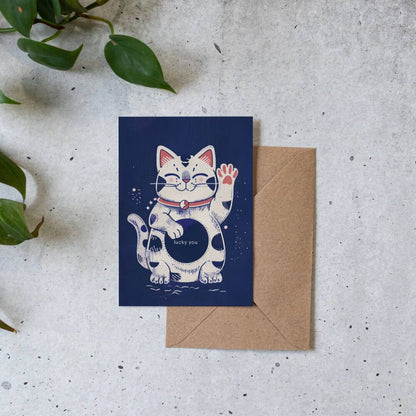 Botanopia - Lucky Cat | Everyday Greeting Card | Good luck card