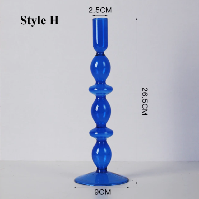 Blue Glass Candlestick Holder