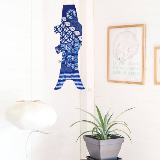 MADAME MO - Koinobori Deep Shibori - unique decorative piece (S)